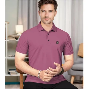 VeBNoR Men Solid Polo Neck Polyester Purple T-Shirt | Premium Regular Fit Casual Polo T-Shirt for Men